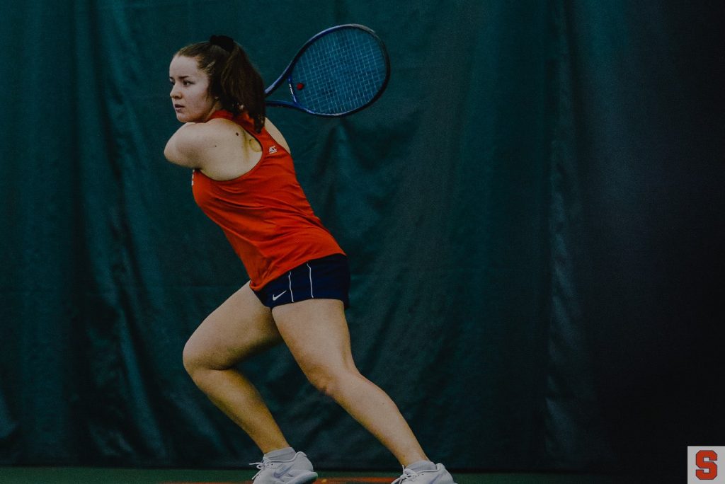 Syracuse tennis defeated Miami 5-2 at the Drumlins Country Club on Feb. 26, 2023.