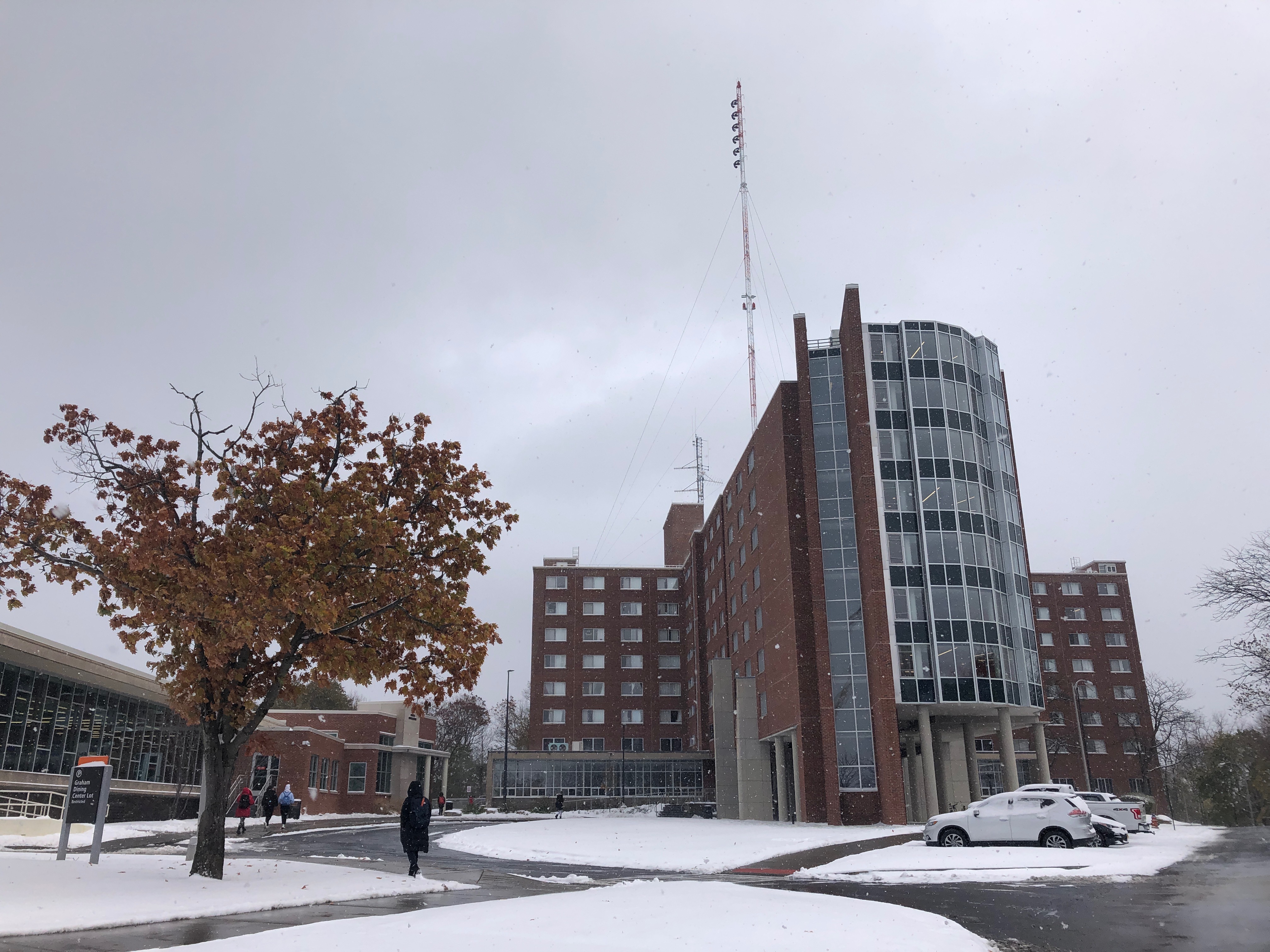 Day Hall on a snowy day.