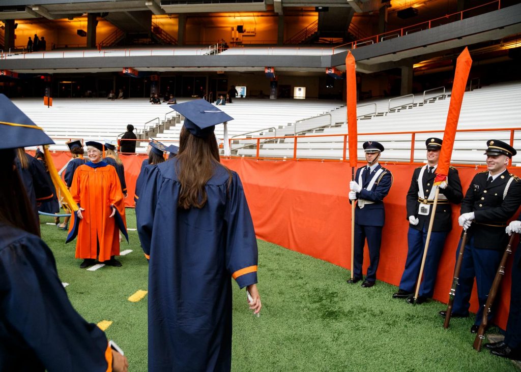 Bachelor's candidates line up at commencement