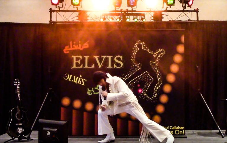 Elvis impersonator Michael Paul Callahan of Oswego.