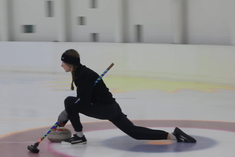SU students participate in intramural curling at the Tennity Ice Pavilion.