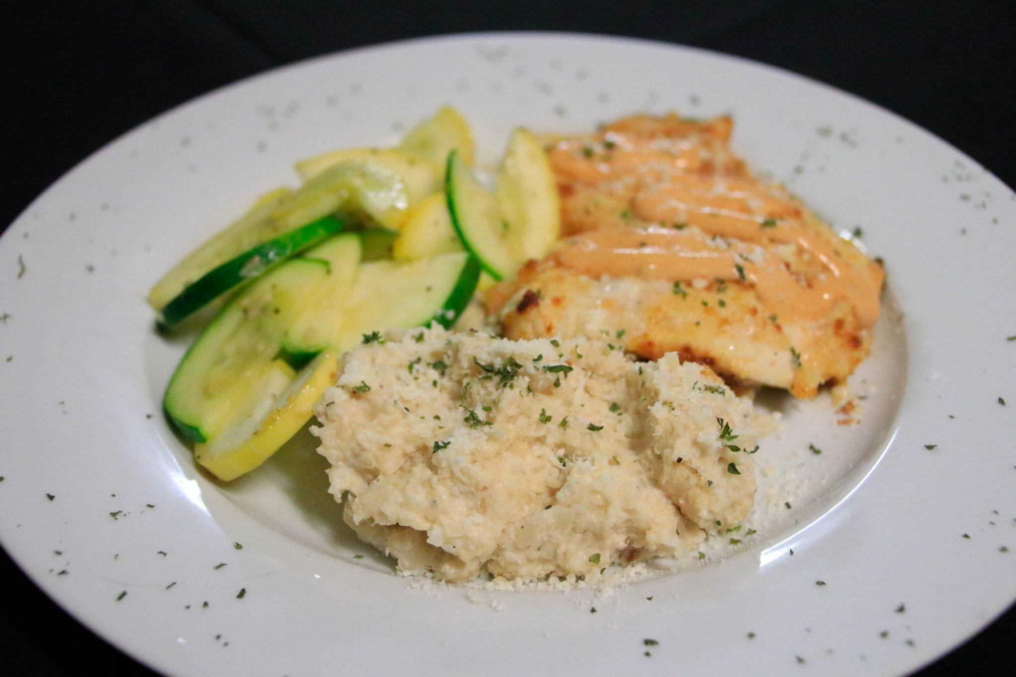 The Cauliflower Crusted Salmon is one of the many dishes included on Dolce Vita's keto menu.