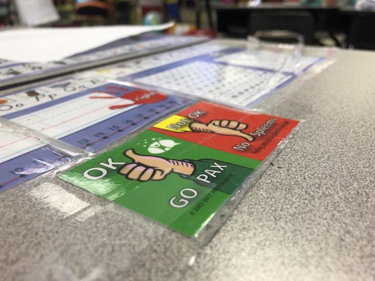 A student’s desk at Dr. King Elementary School in Syracuse, NY, where restorative behavioral methods are being implemented.