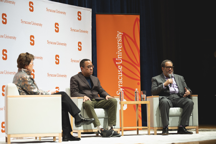 Michael Eric Dyson and John McWhorter speak with Provost Gretchen Ritter on how to best foster a healthy democracy.