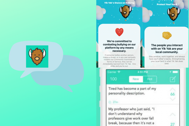 Yik Yak screenshots as application returns to college campuses.