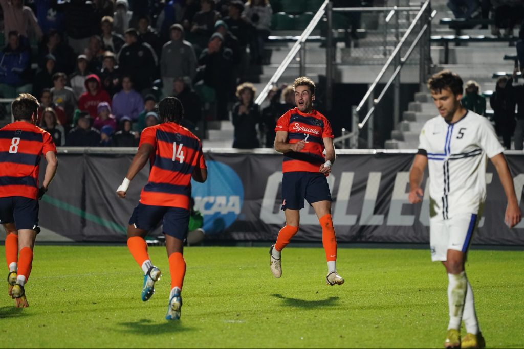 Syracuse defender Christian Curti scored his first goal of the season against Creighton on Dec. 9, 2022.