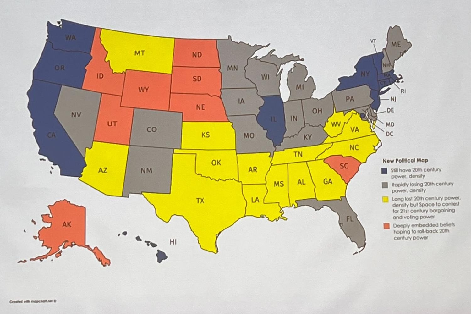 A color-coded map of the United States.