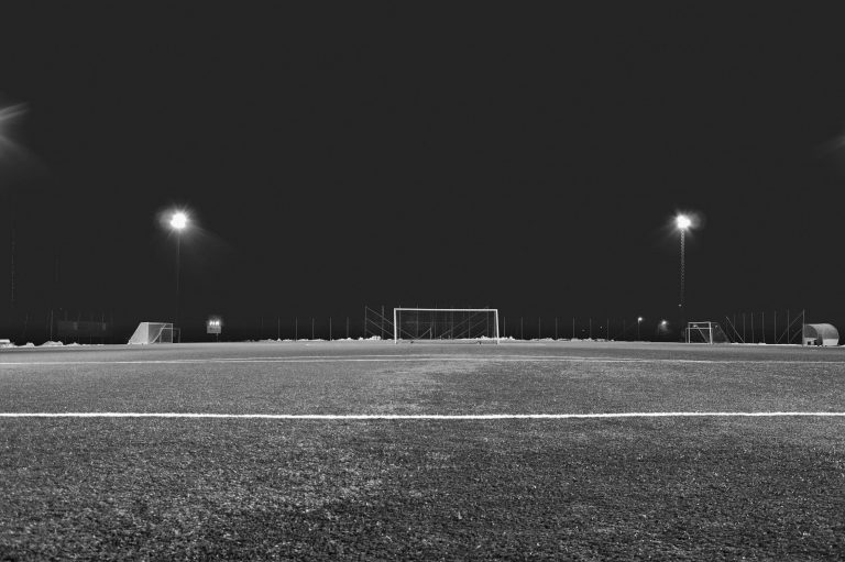 An empty soccer field. SU varsity athletes are turning to different measures to stay in shape for their respective sports.