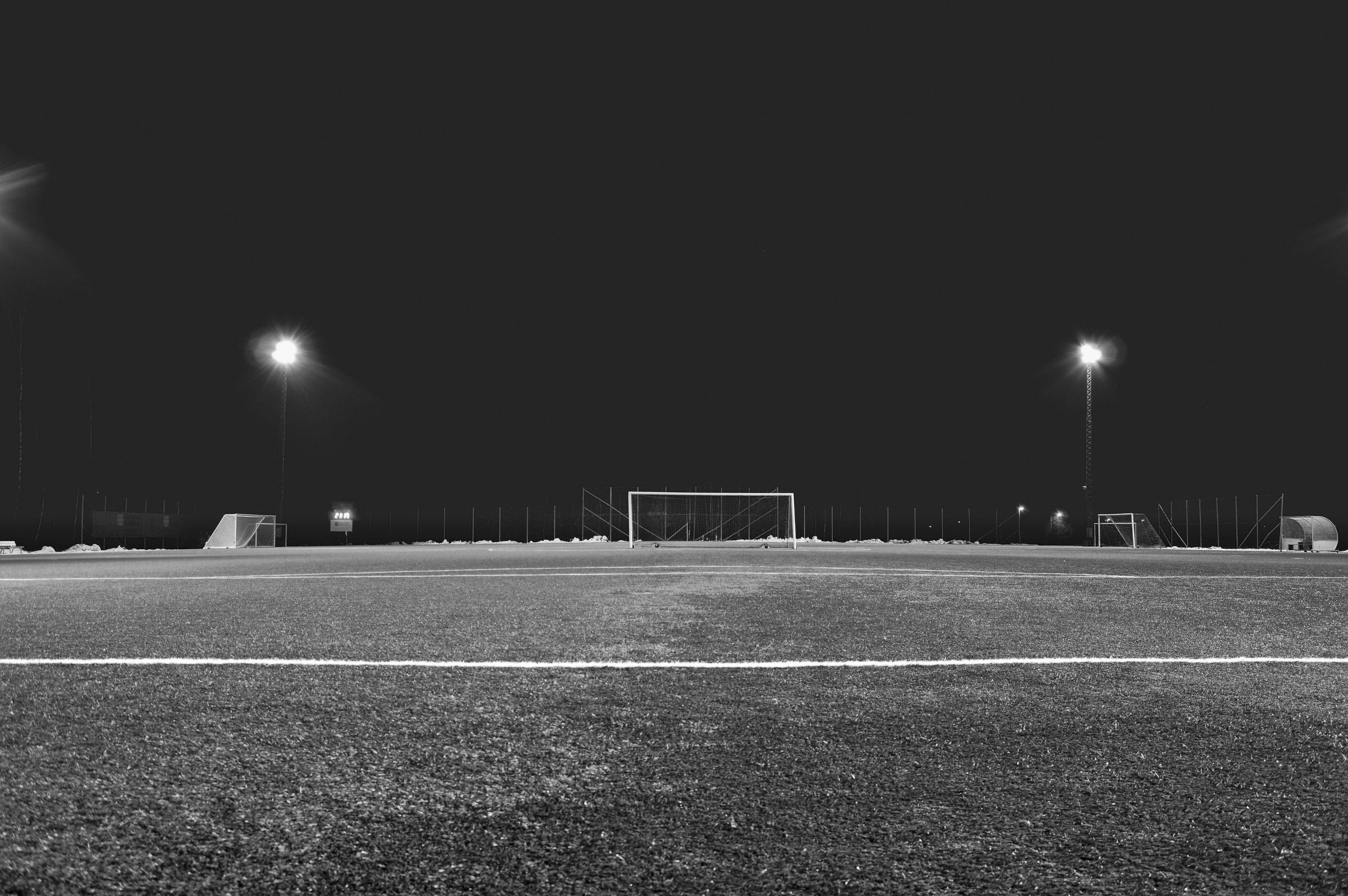 An empty soccer field. SU varsity athletes are turning to different measures to stay in shape for their respective sports.